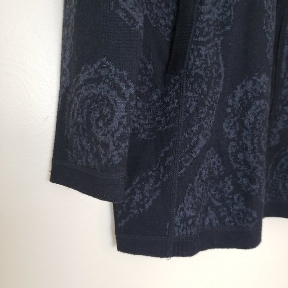 Cynthia Rowley Zip Front Gray Paisley Mock Neck Sweater Cardigan - Medium - Picture 9 of 11